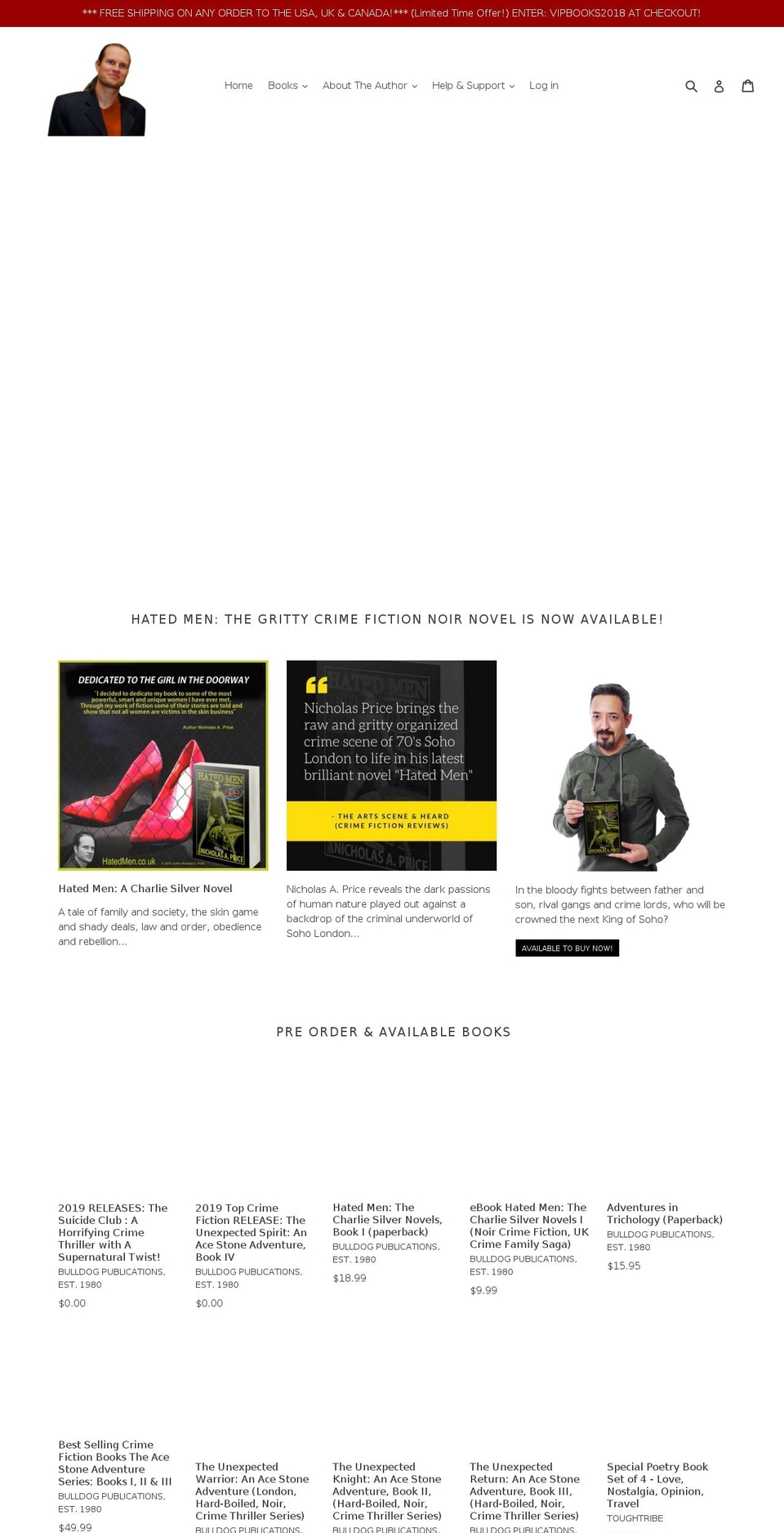 nicholaspriceauthor.com shopify website screenshot