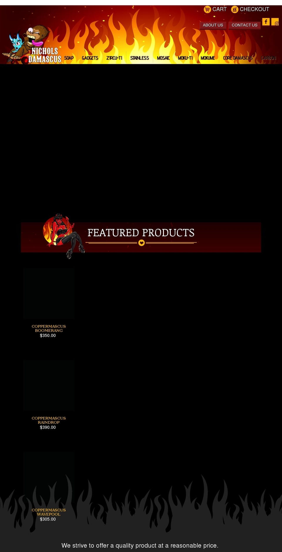 nicholsdamascus.com shopify website screenshot