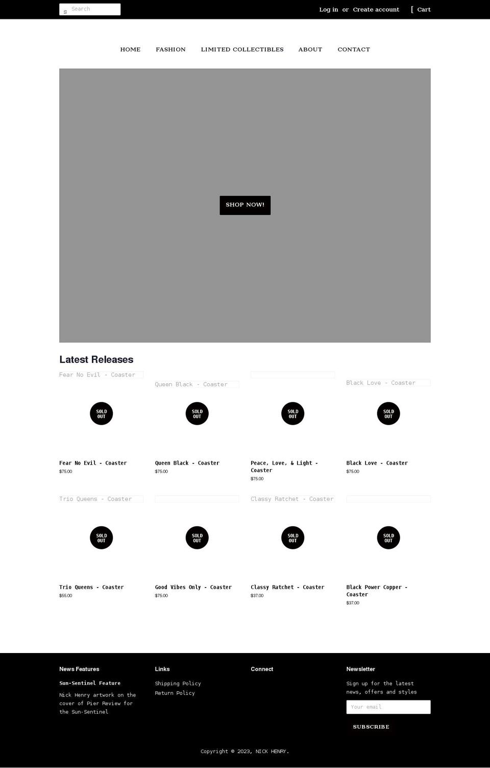 nick-henry.com shopify website screenshot