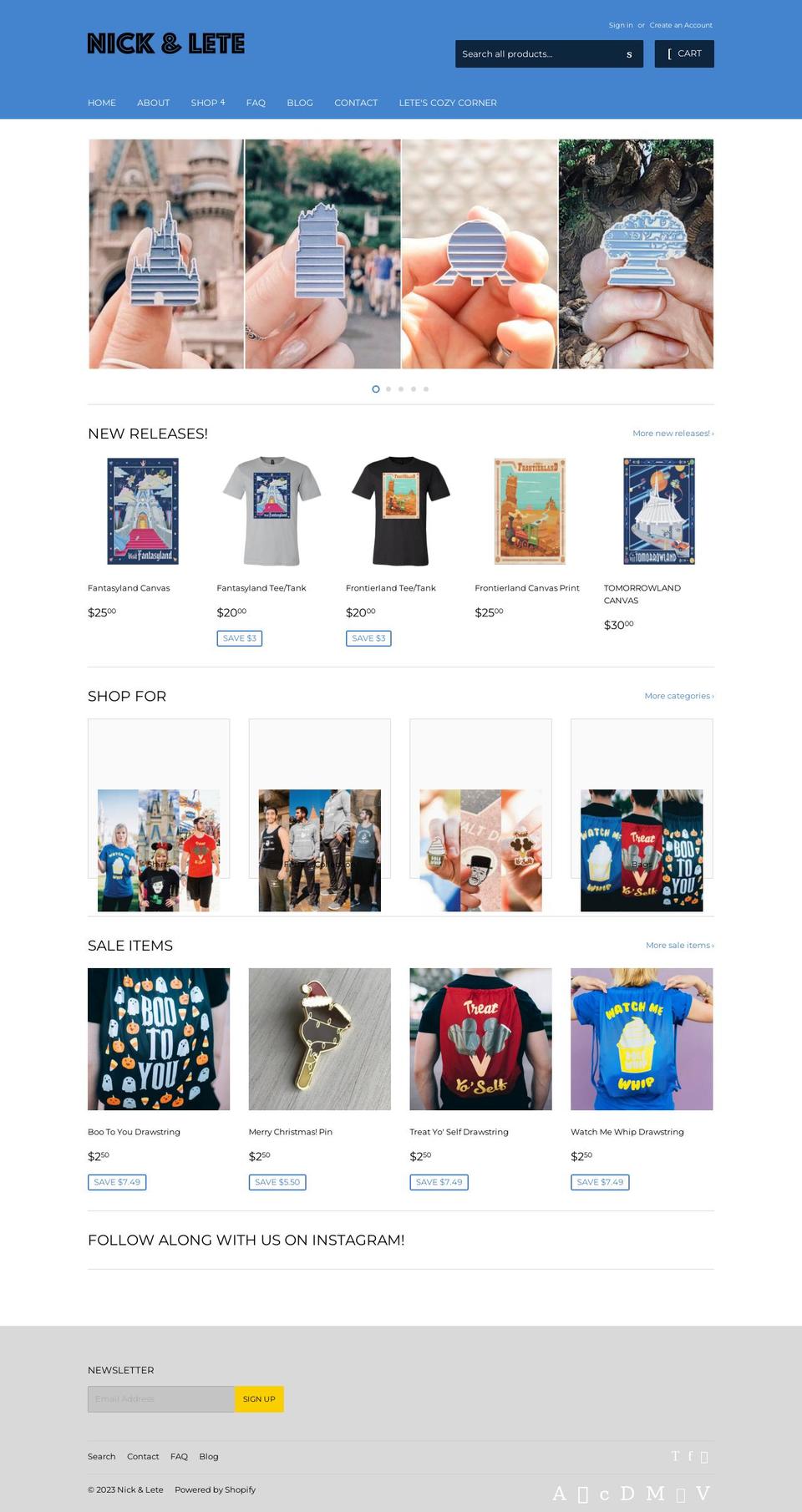 nickandlete.com shopify website screenshot