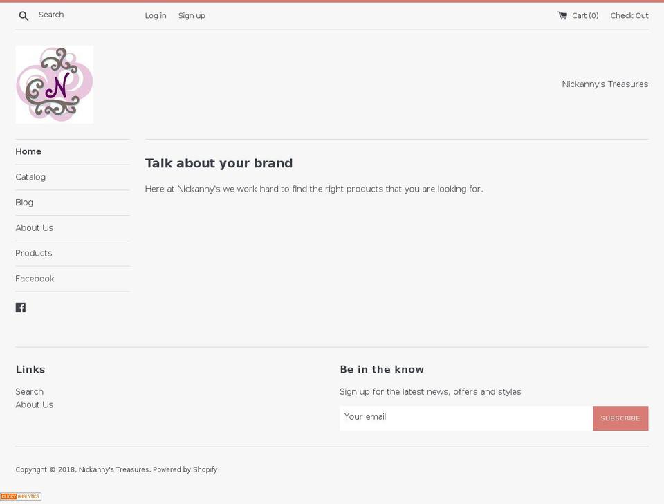nickannystreasures.com — Shopify storefront screenshot