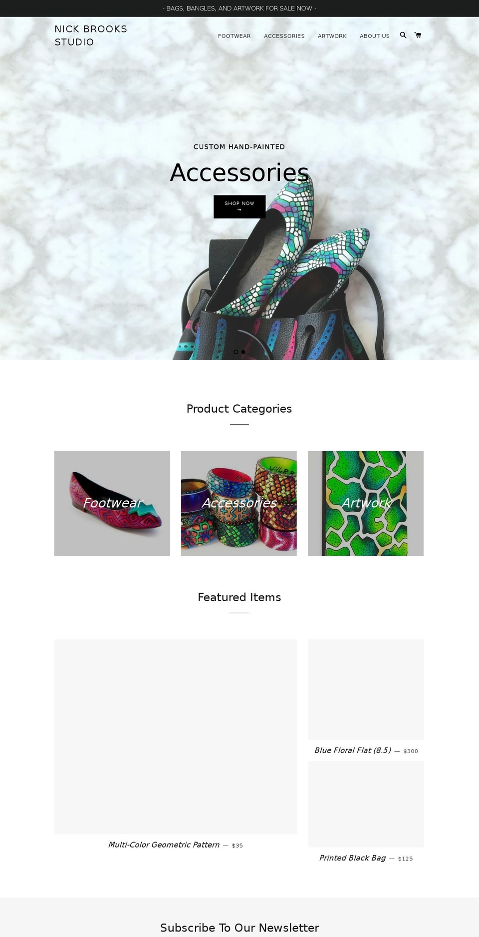 nickbrooksstudio.com — Shopify storefront screenshot