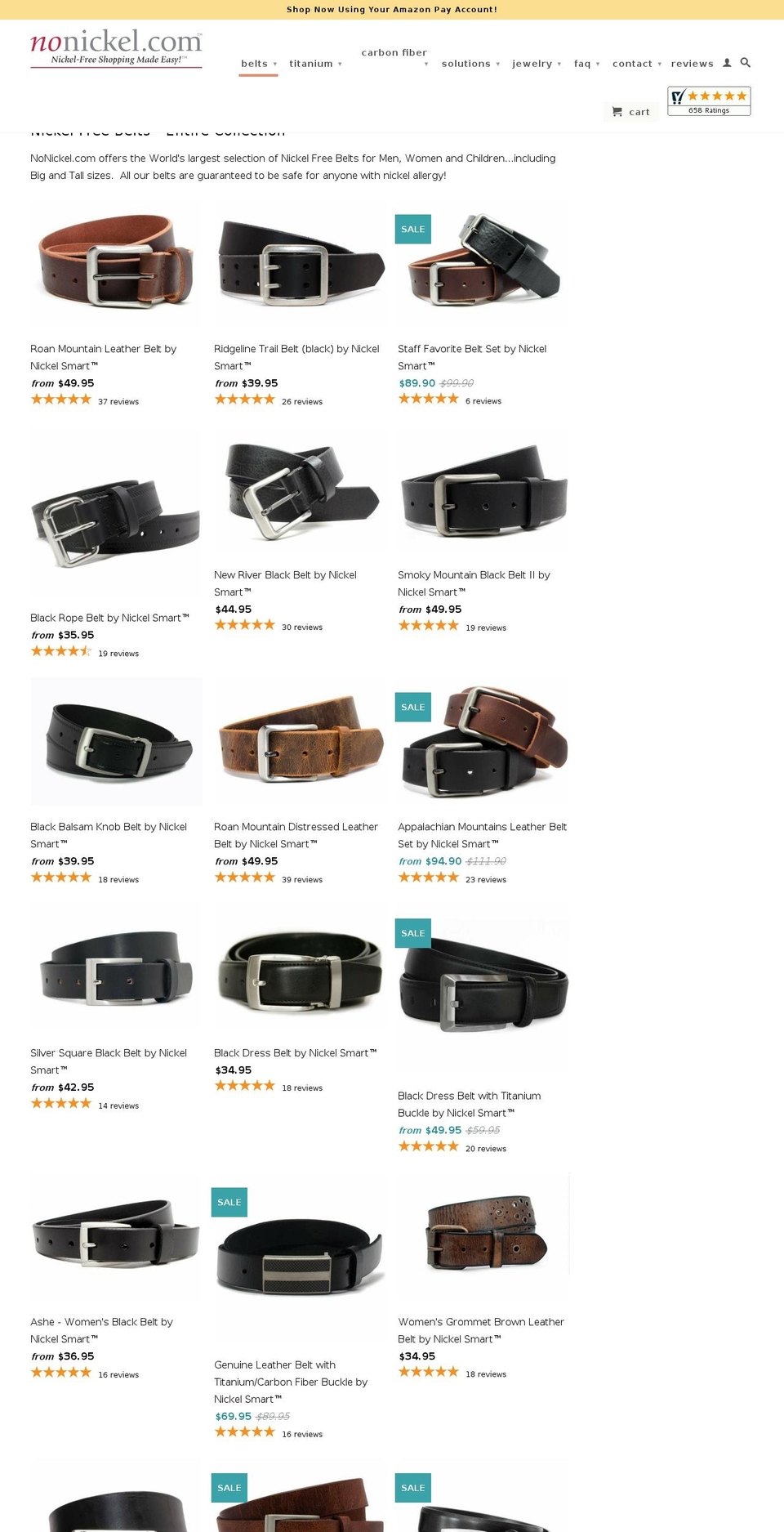 nickelfreebelts.co shopify website screenshot