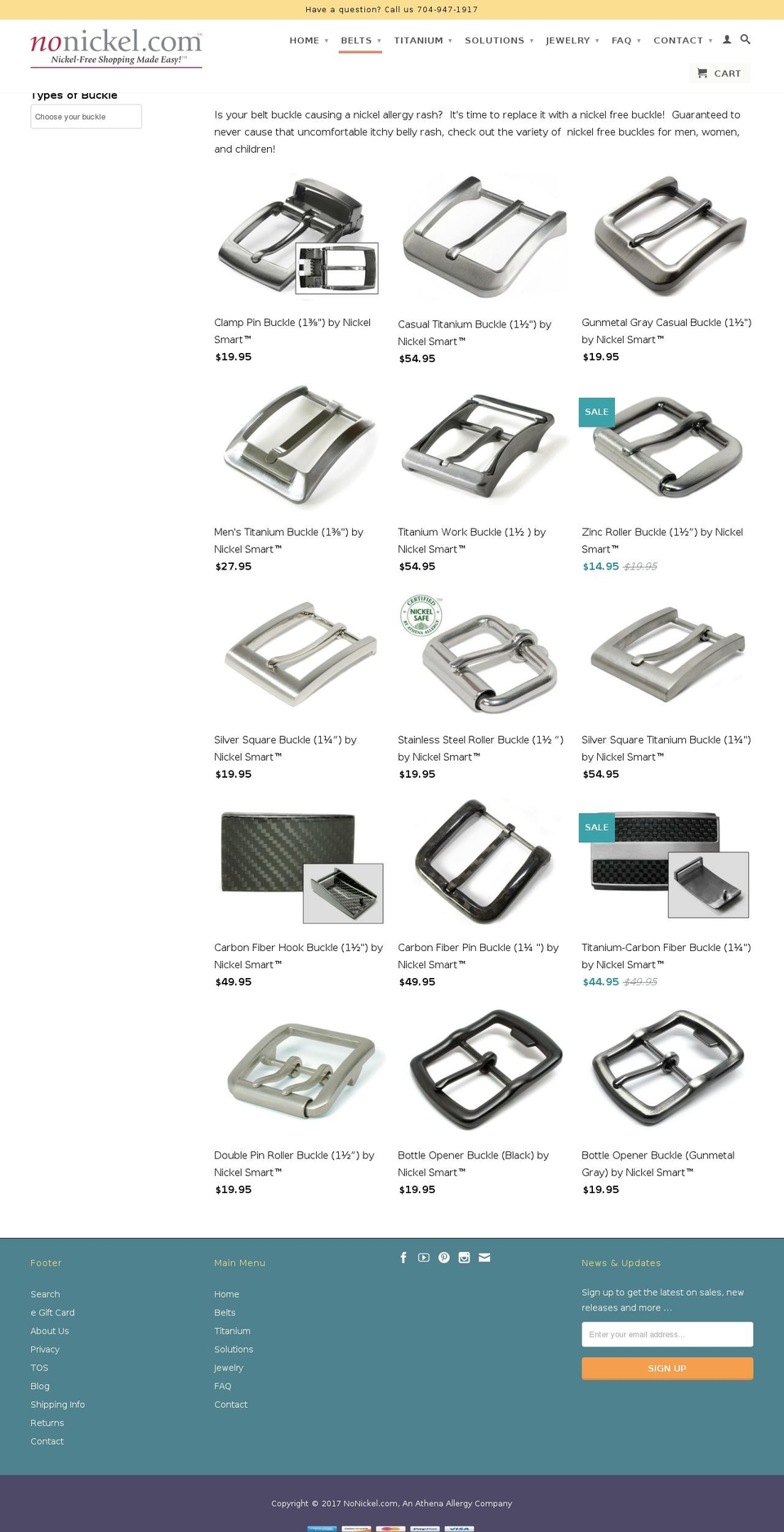 nickelfreebuckles.com shopify website screenshot