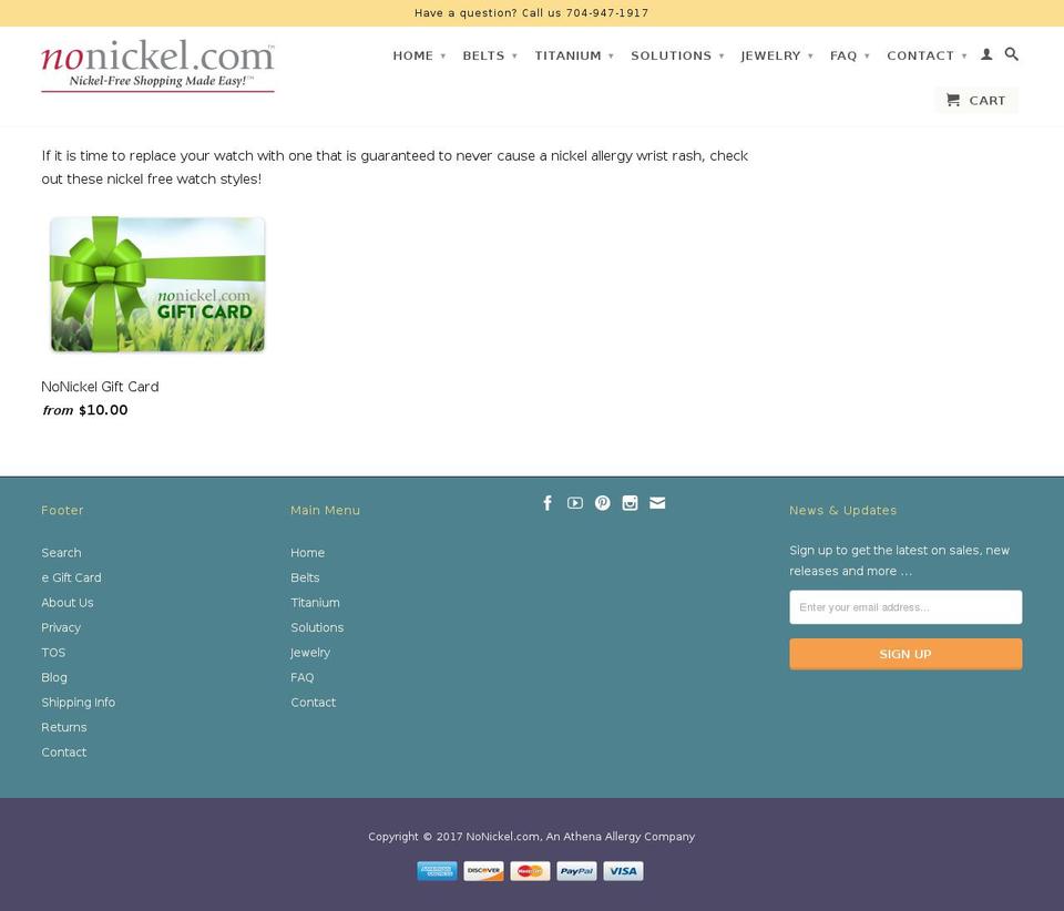 nickelfreewatch.com shopify website screenshot