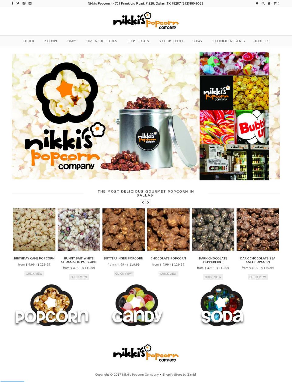 nickispopcorn.com shopify website screenshot