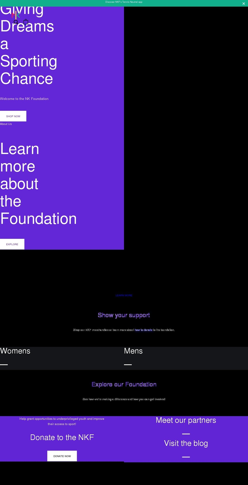 nickkyrgiosfoundation.org shopify website screenshot