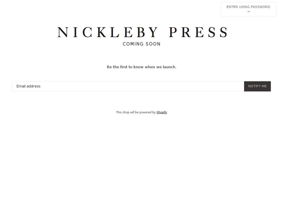 nicklebypress.com — Shopify storefront screenshot
