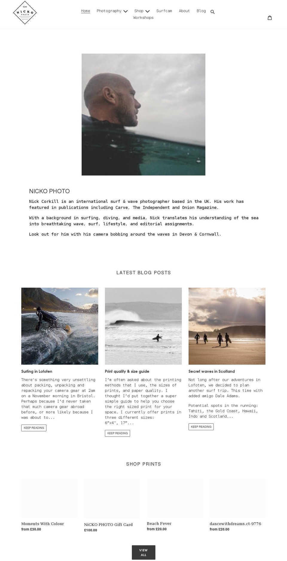 nickophoto.co.uk shopify website screenshot