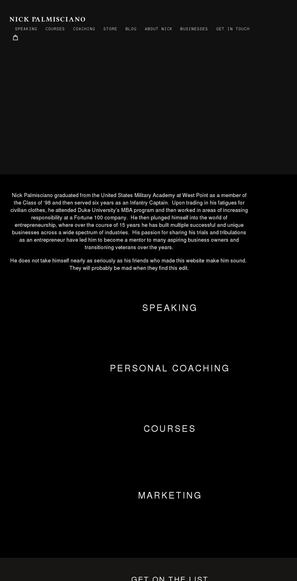 nickpalmisciano.com shopify website screenshot