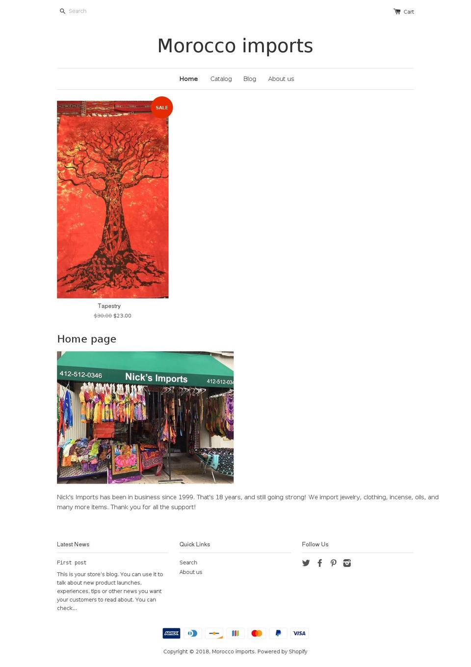 nicksimports.net shopify website screenshot
