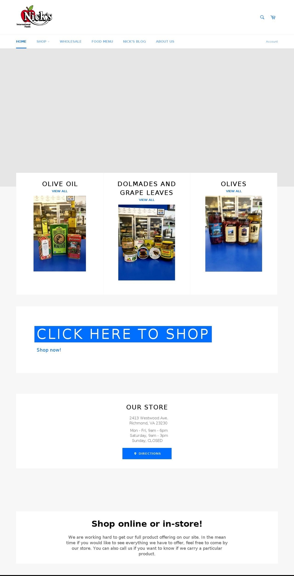 nicksinternationalfoods.com shopify website screenshot