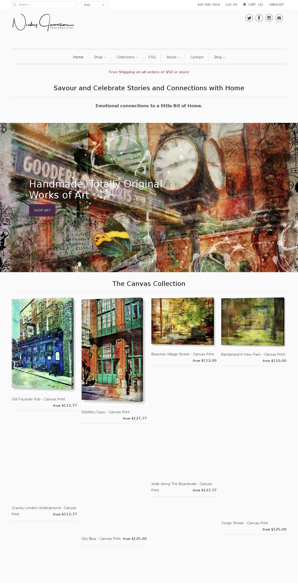 nickyjamesonart.com shopify website screenshot