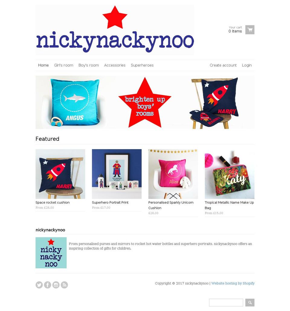 nickynackynoo.com shopify website screenshot