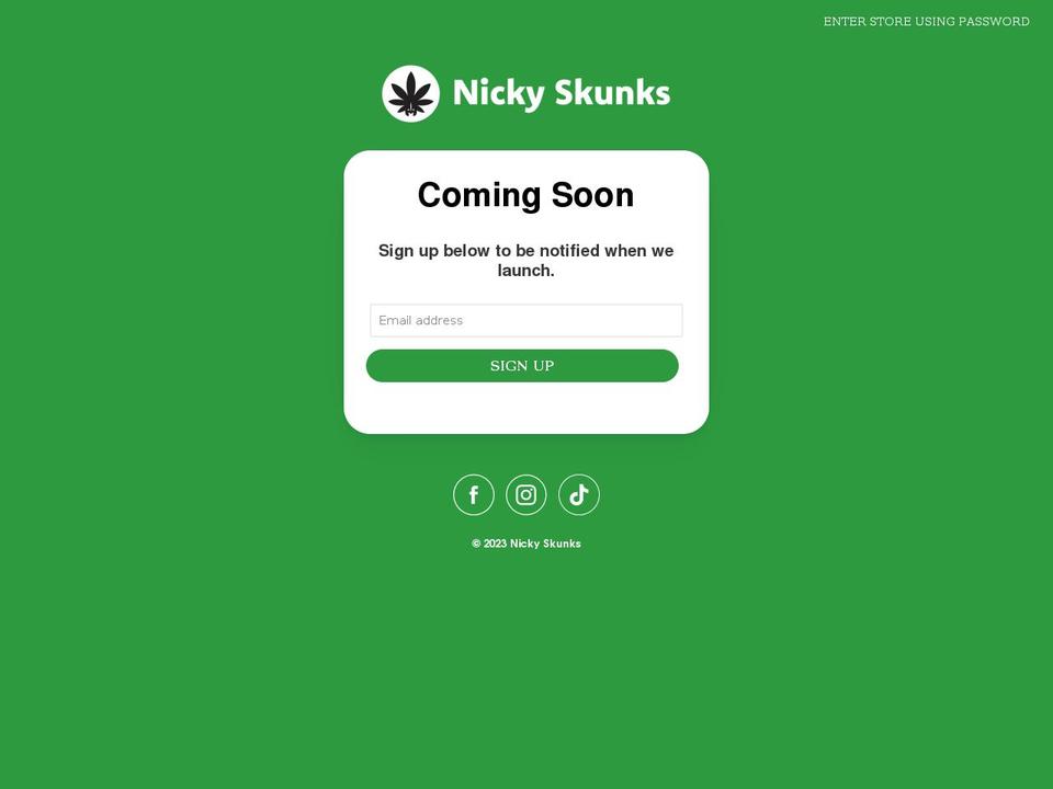 nickyskunks.com shopify website screenshot