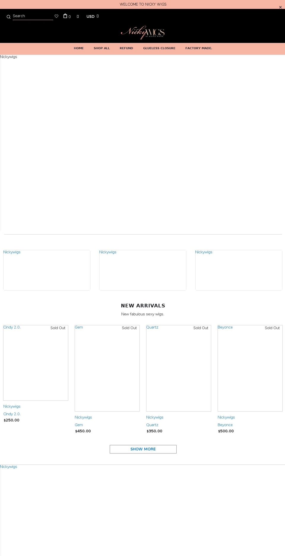 nickywig.com shopify website screenshot