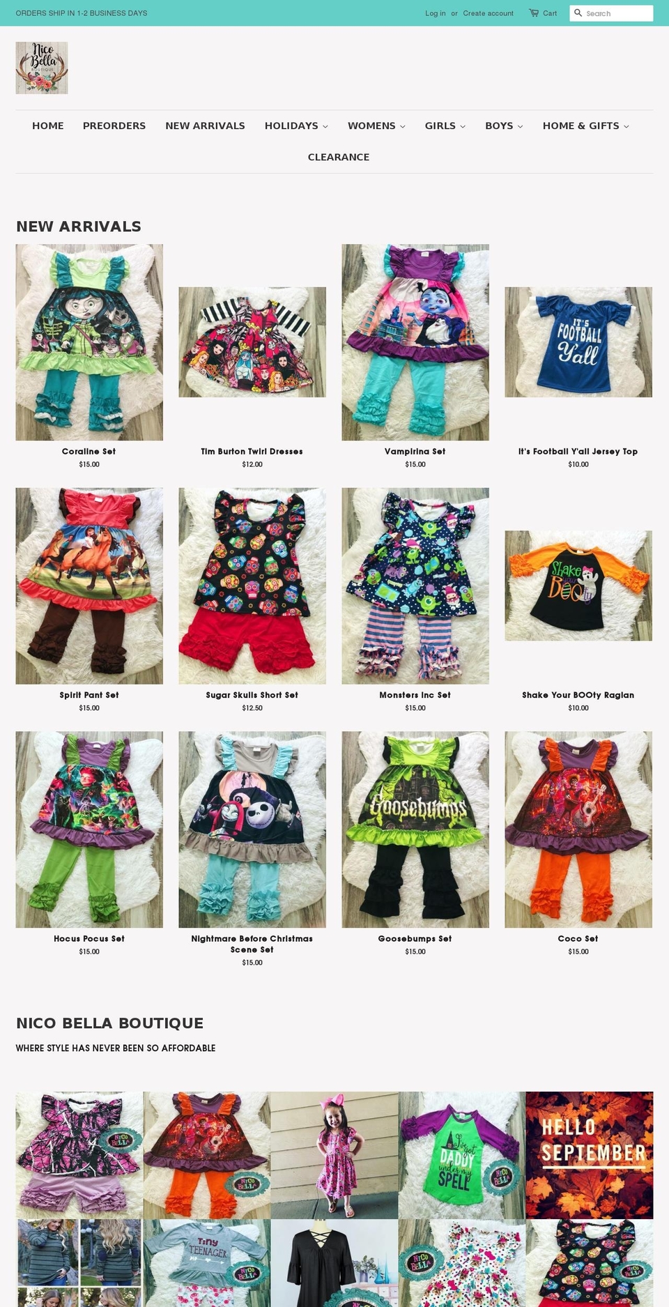nicobellaboutique.com — Shopify storefront screenshot