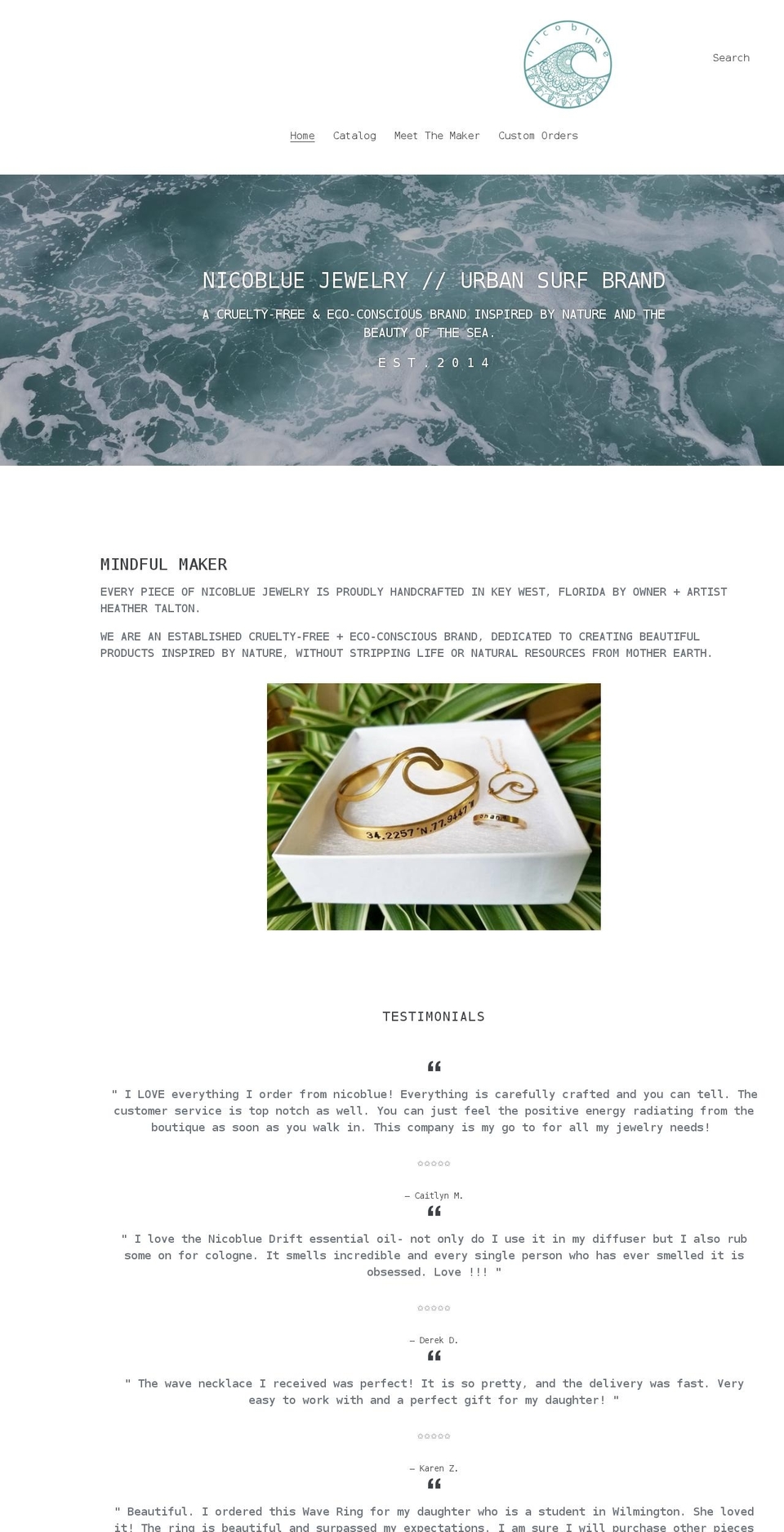 nicobluejewelry.com shopify website screenshot
