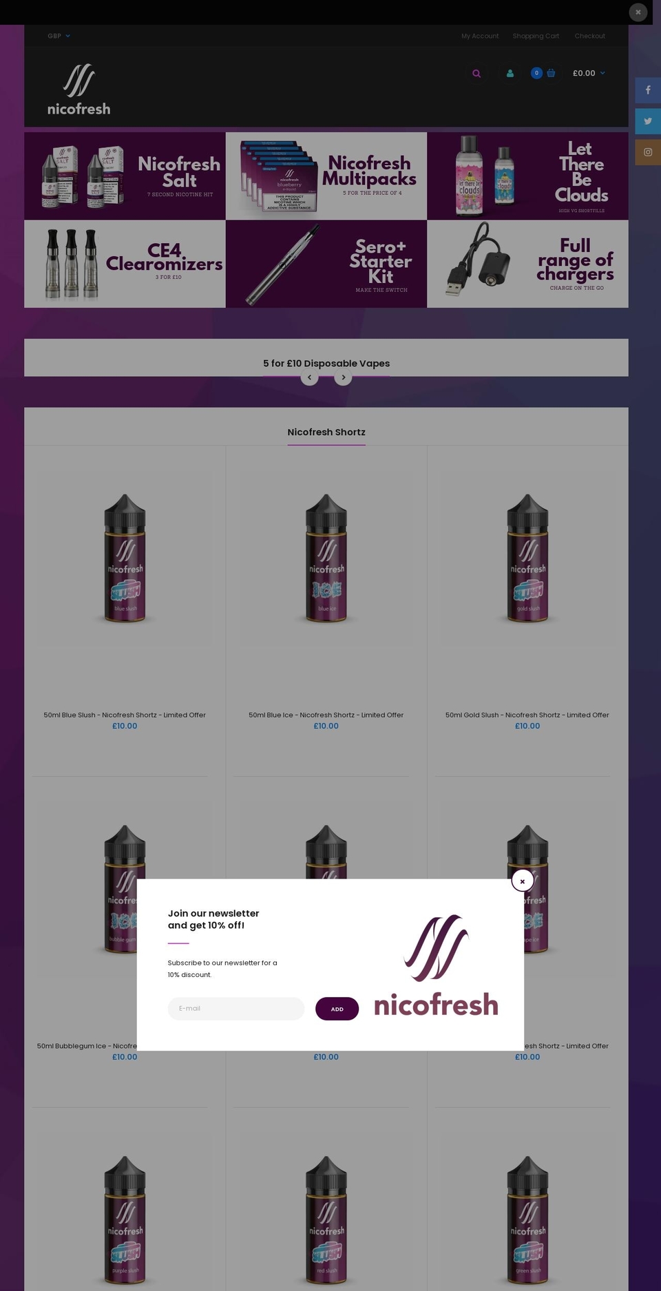 nicofresh.co.uk shopify website screenshot
