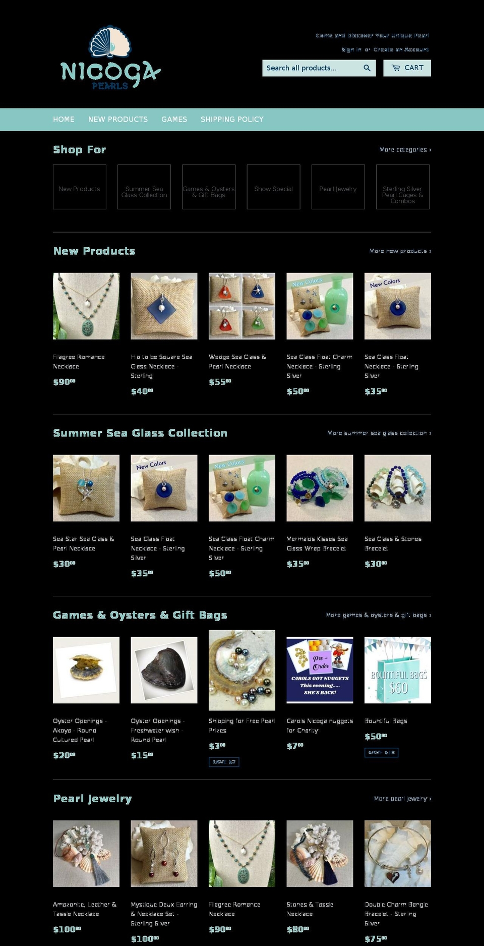 nicogapearls.com — Shopify storefront screenshot