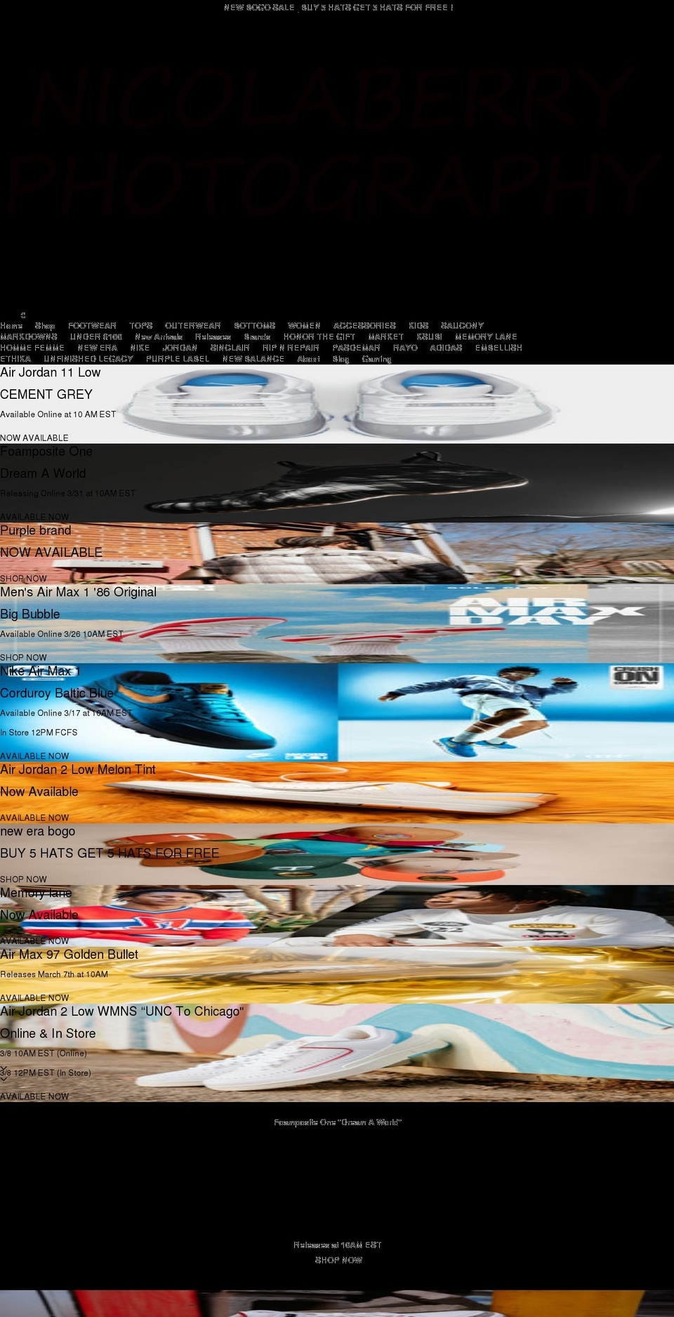 nicolaberryphotography.com shopify website screenshot
