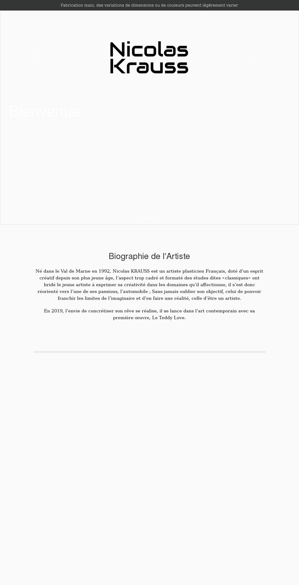 nicolaskrauss.com shopify website screenshot