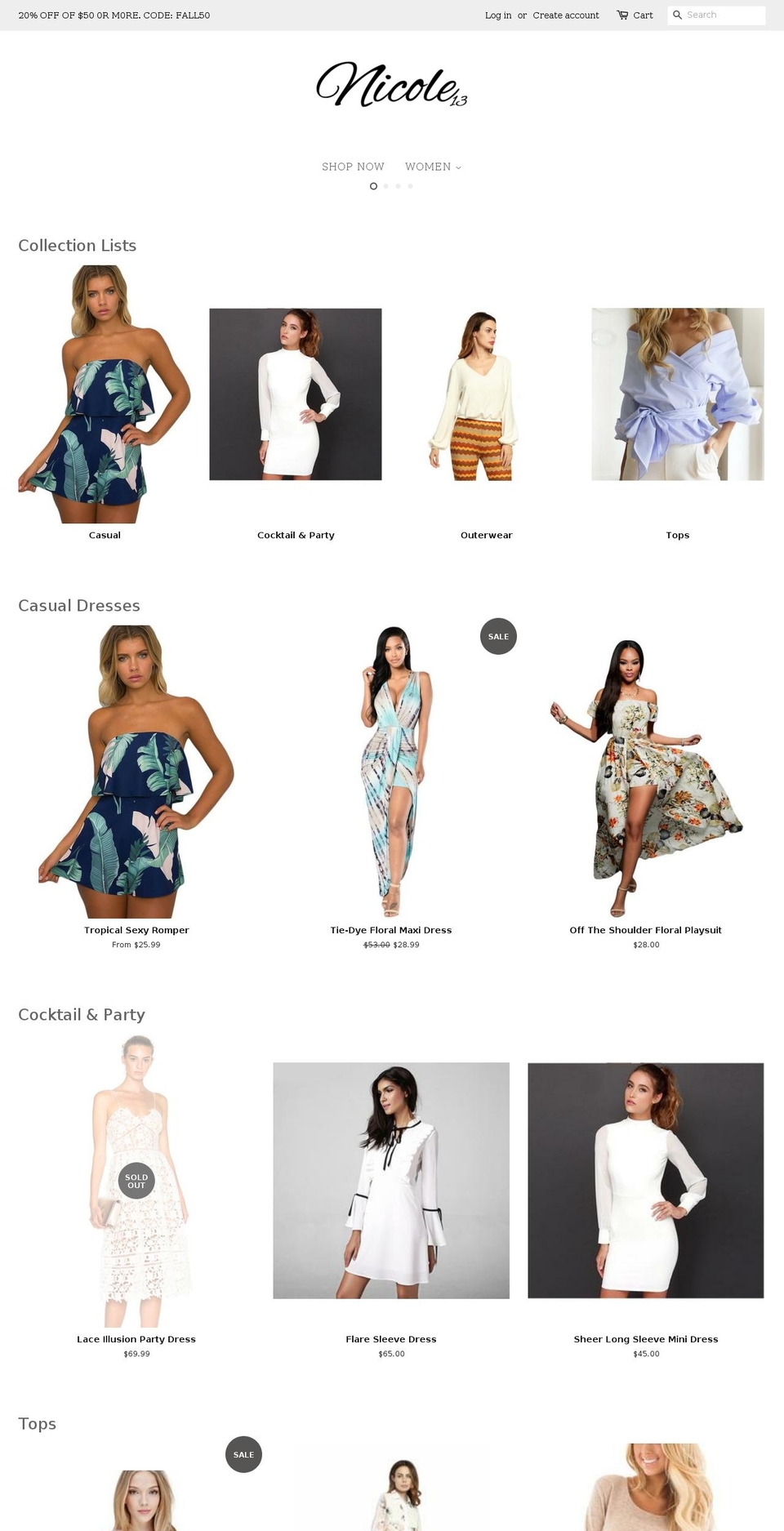nicole13.com shopify website screenshot