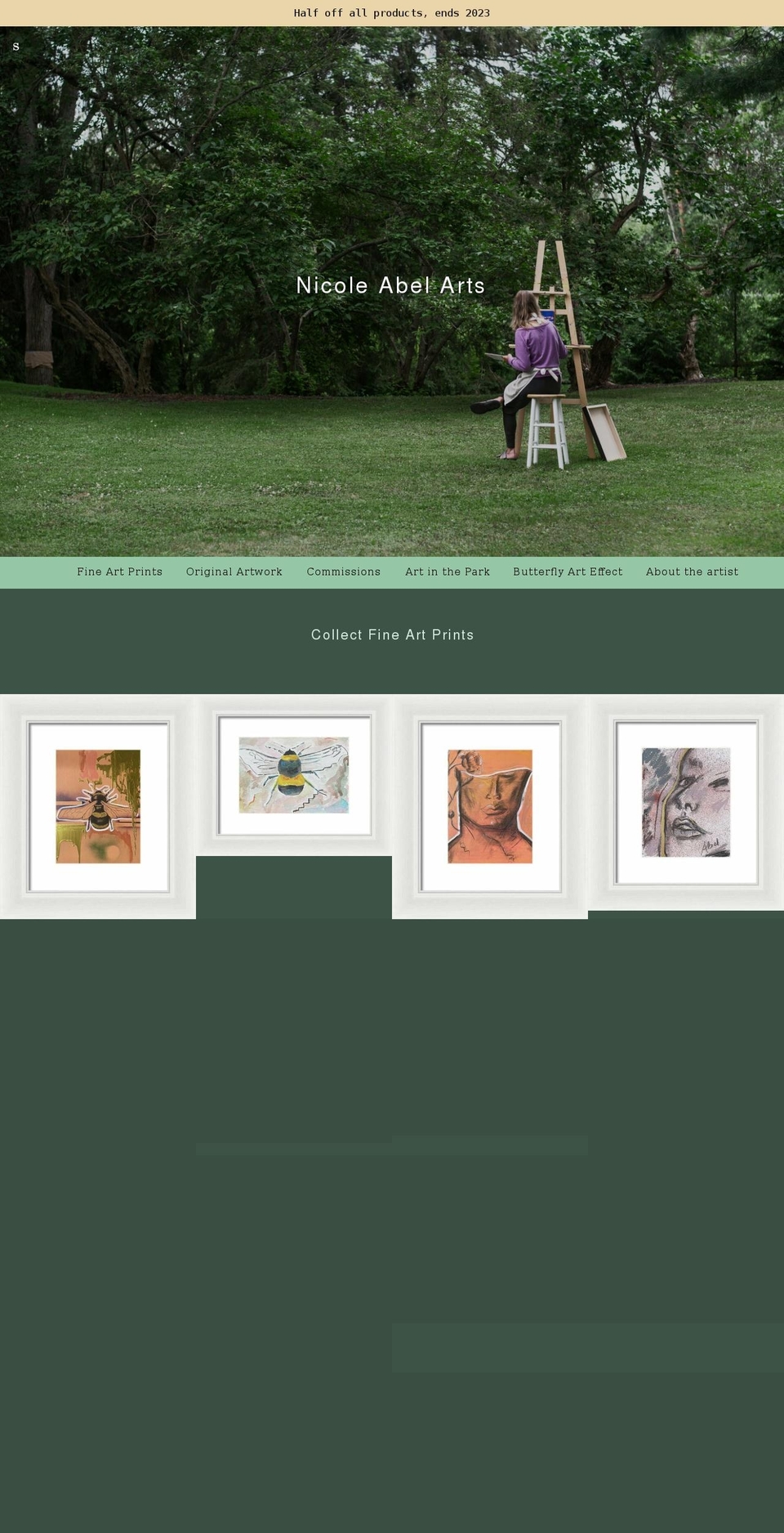 nicoleabelarts.com shopify website screenshot