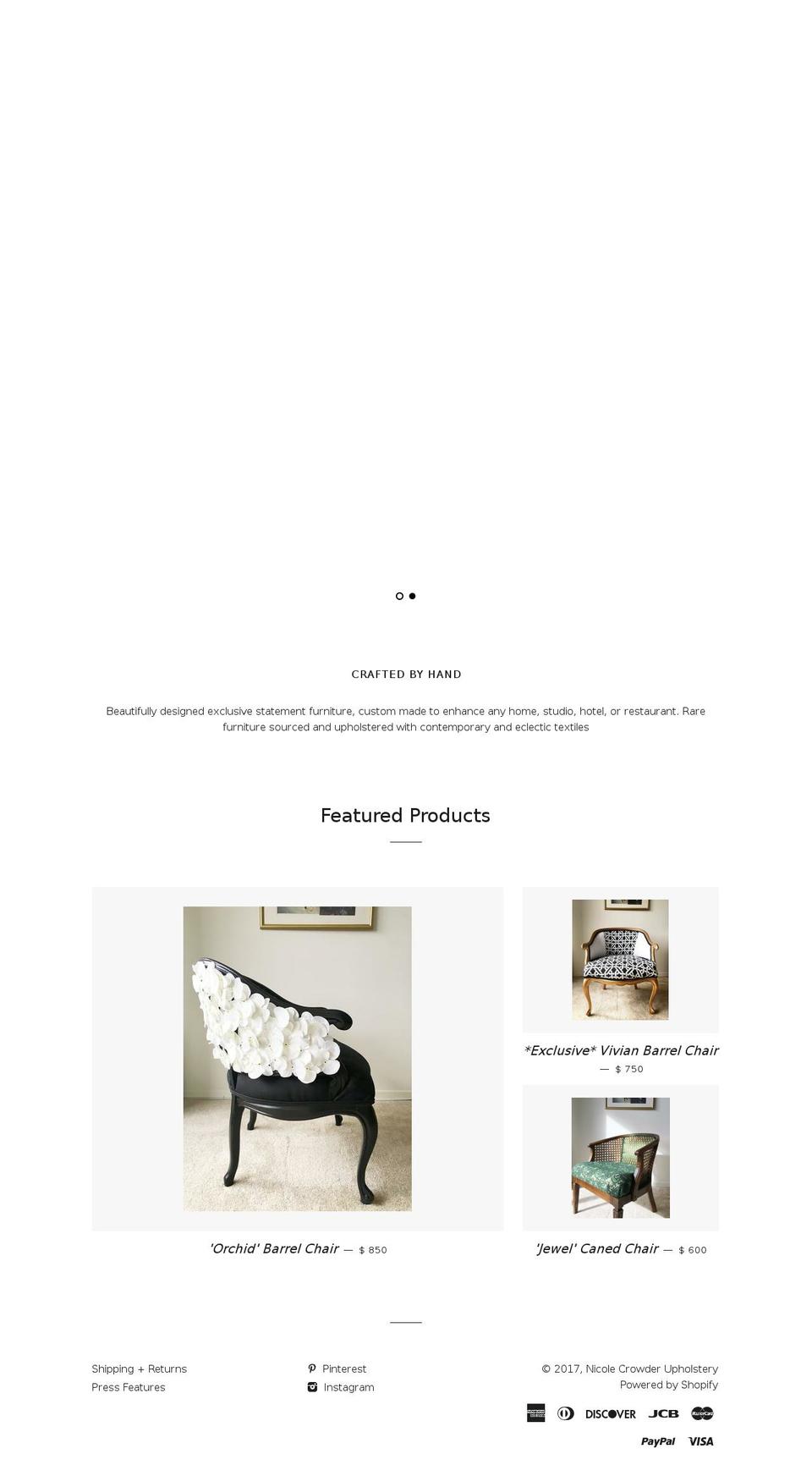 nicolecrowderupholstery.com shopify website screenshot