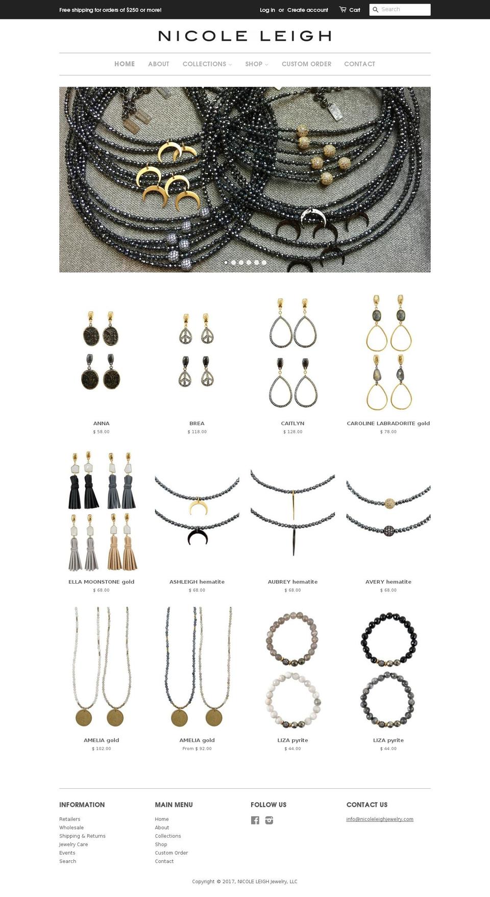 nicoleleighjewelry.com shopify website screenshot