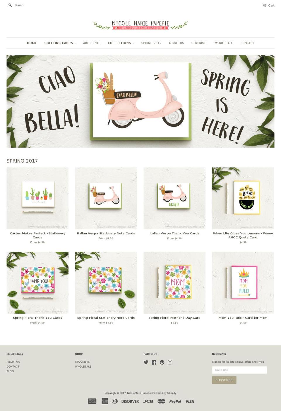 nicolemariepaperie.com shopify website screenshot