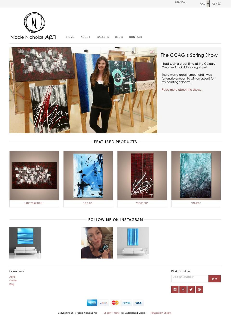 nicolenicholasart.com shopify website screenshot