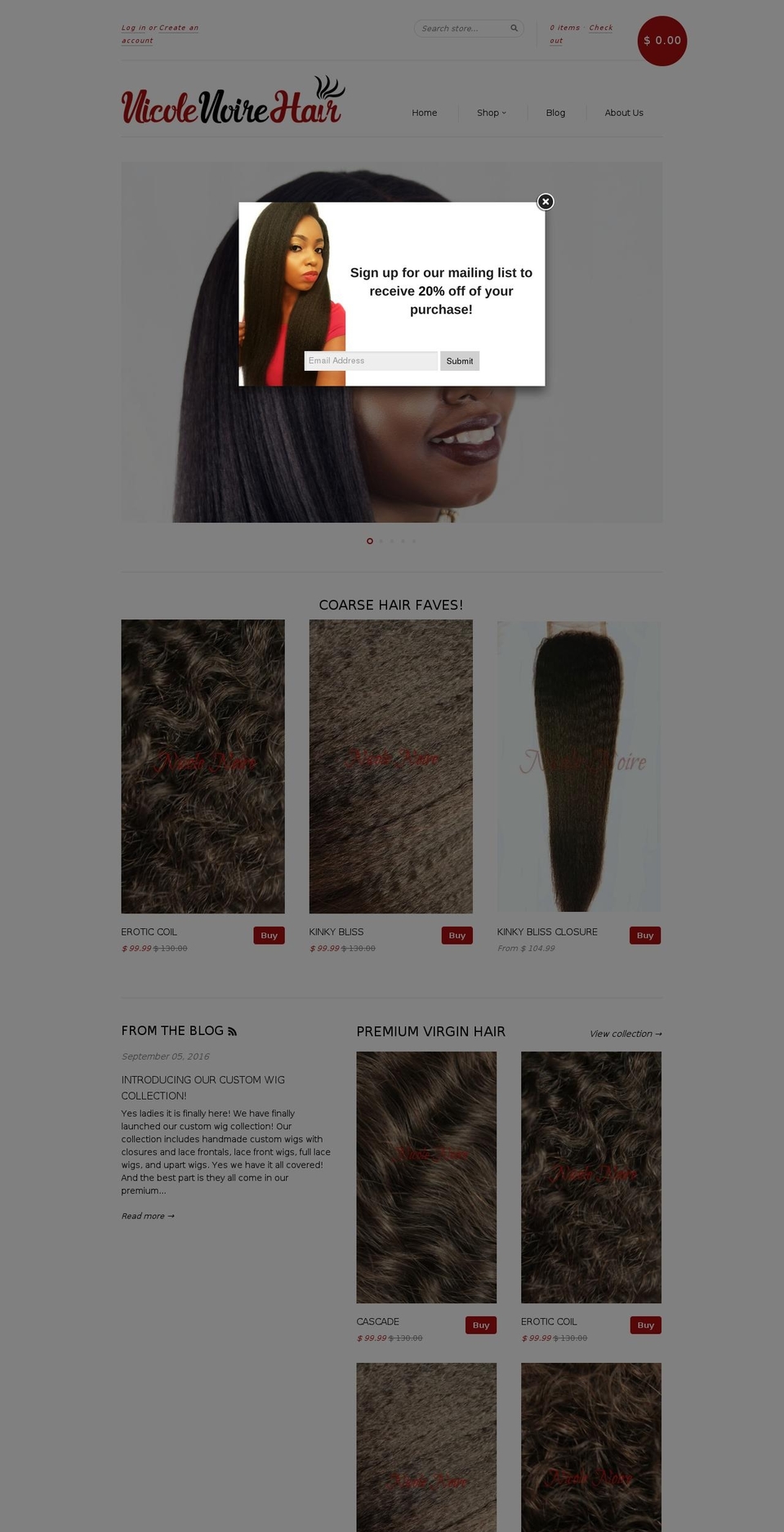 nicolenoirehair.com shopify website screenshot