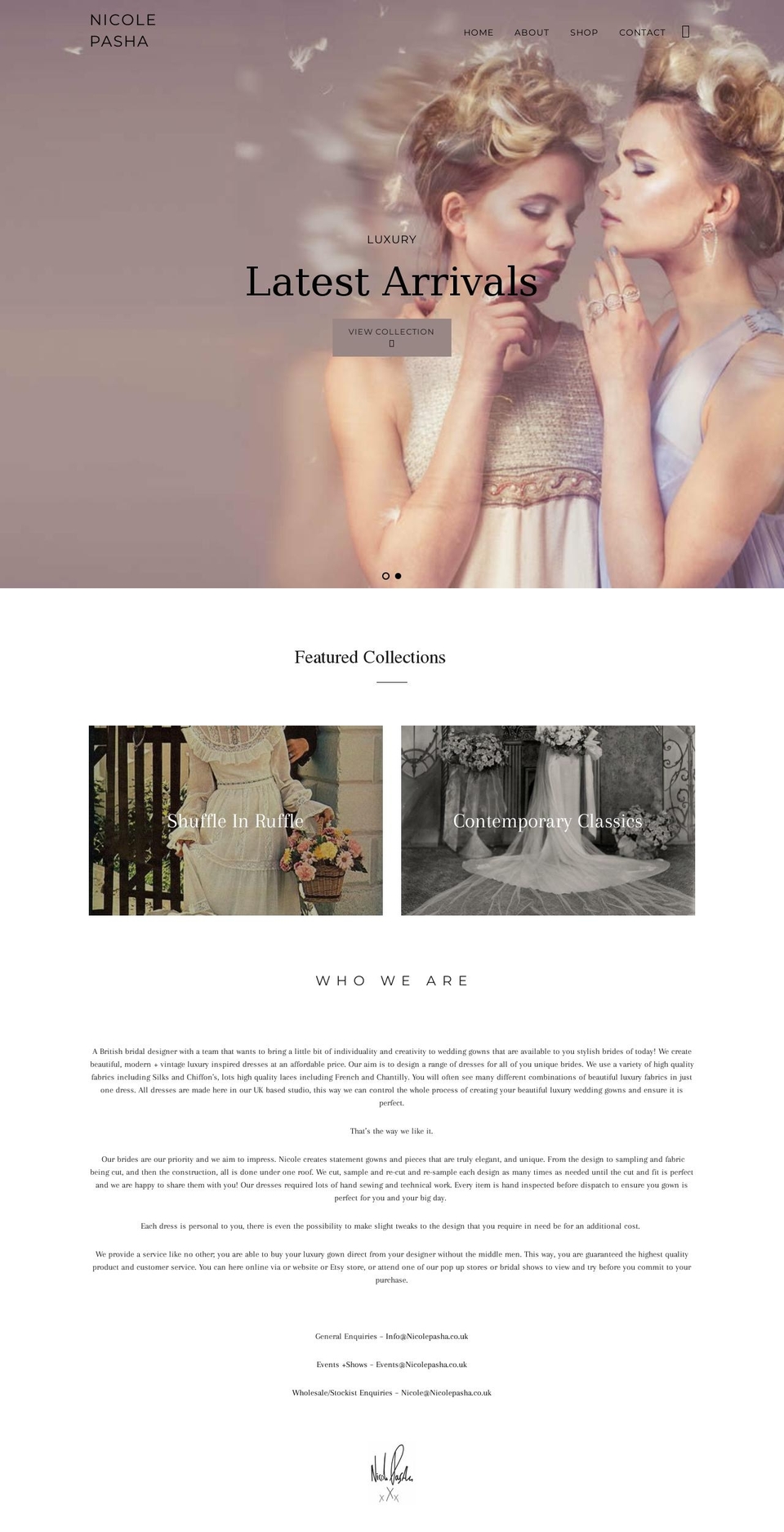nicolepasha.co.uk shopify website screenshot