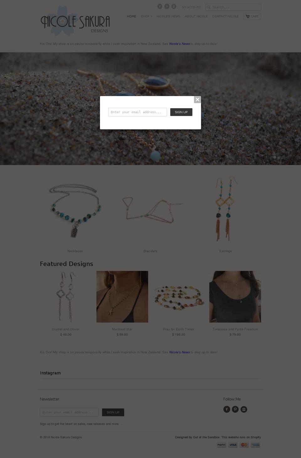 nicolesakura.com shopify website screenshot