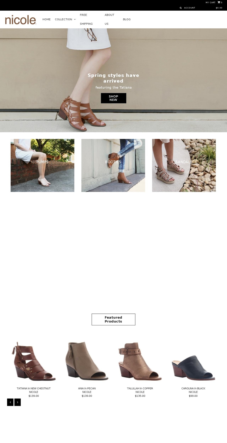 nicoleshoes.com shopify website screenshot