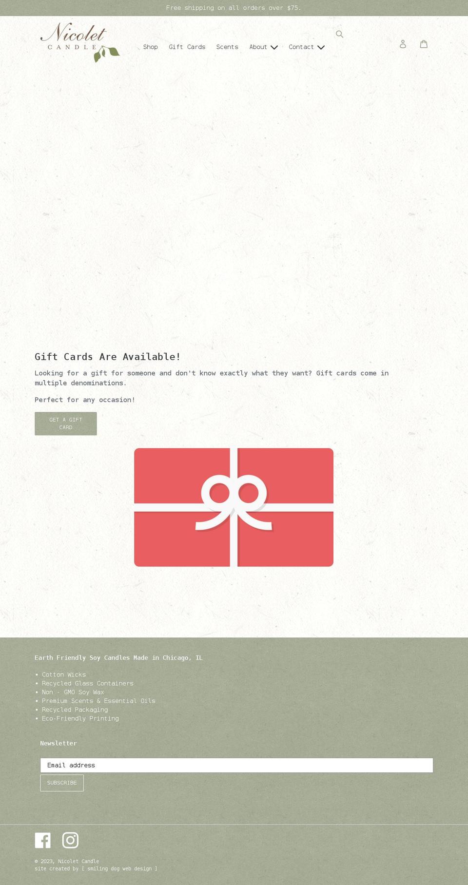 nicoletcandle.com shopify website screenshot