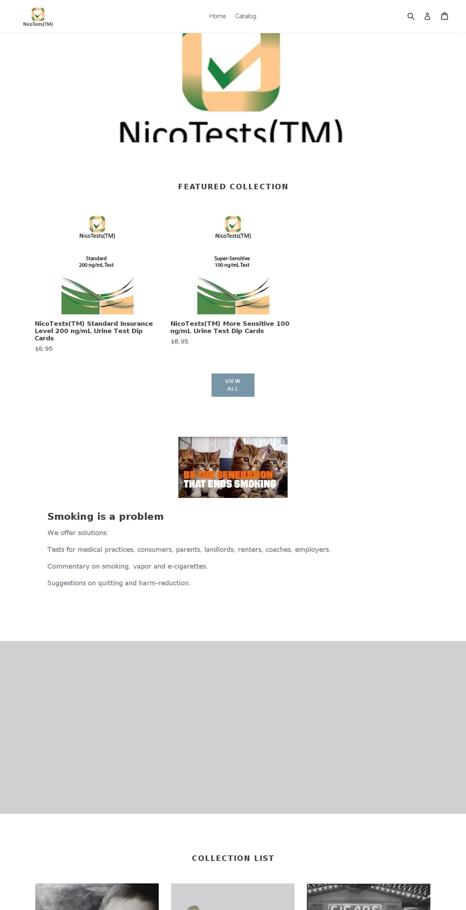 nicotests.com shopify website screenshot