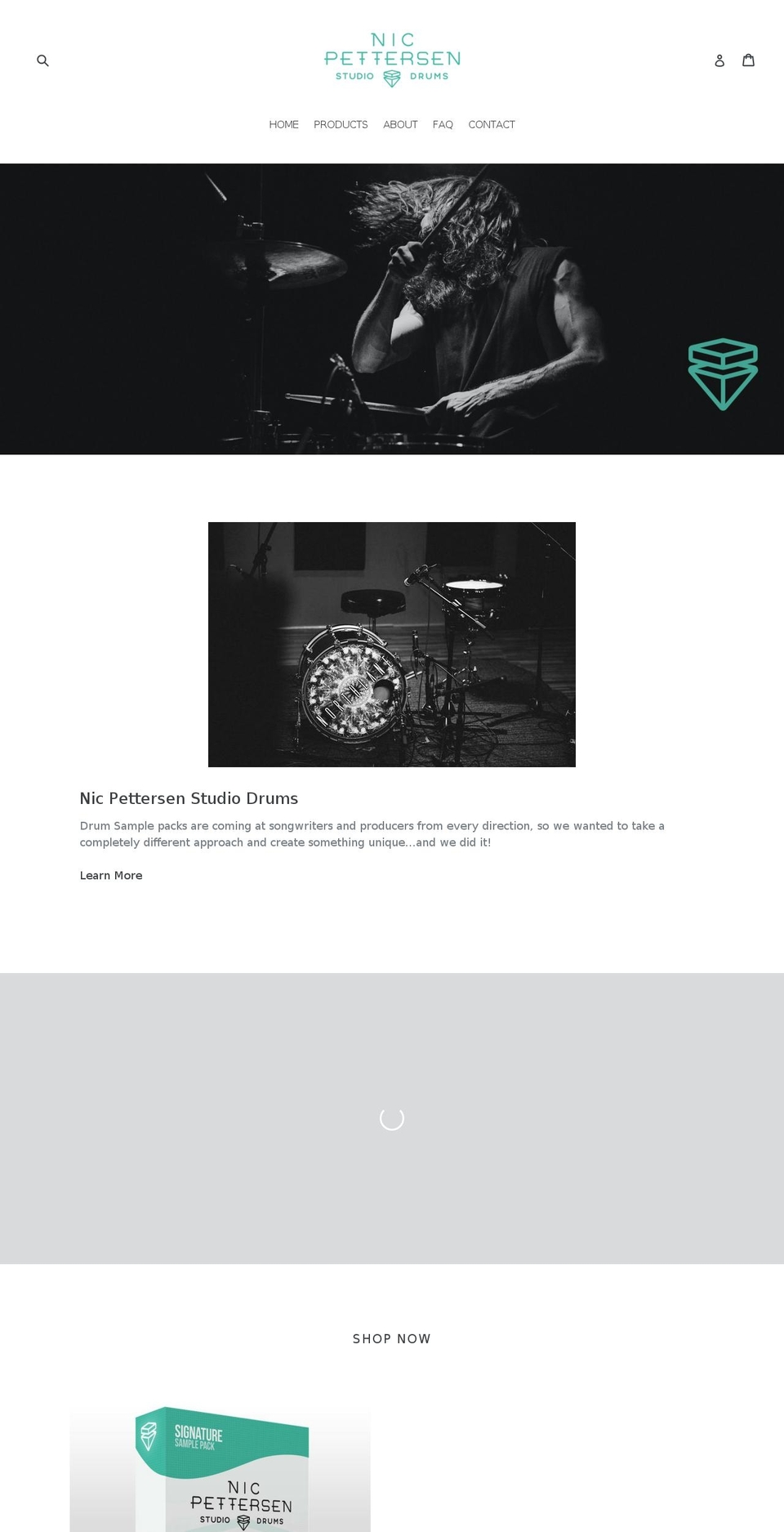 nicpettersenstudiodrums.com — Shopify storefront screenshot