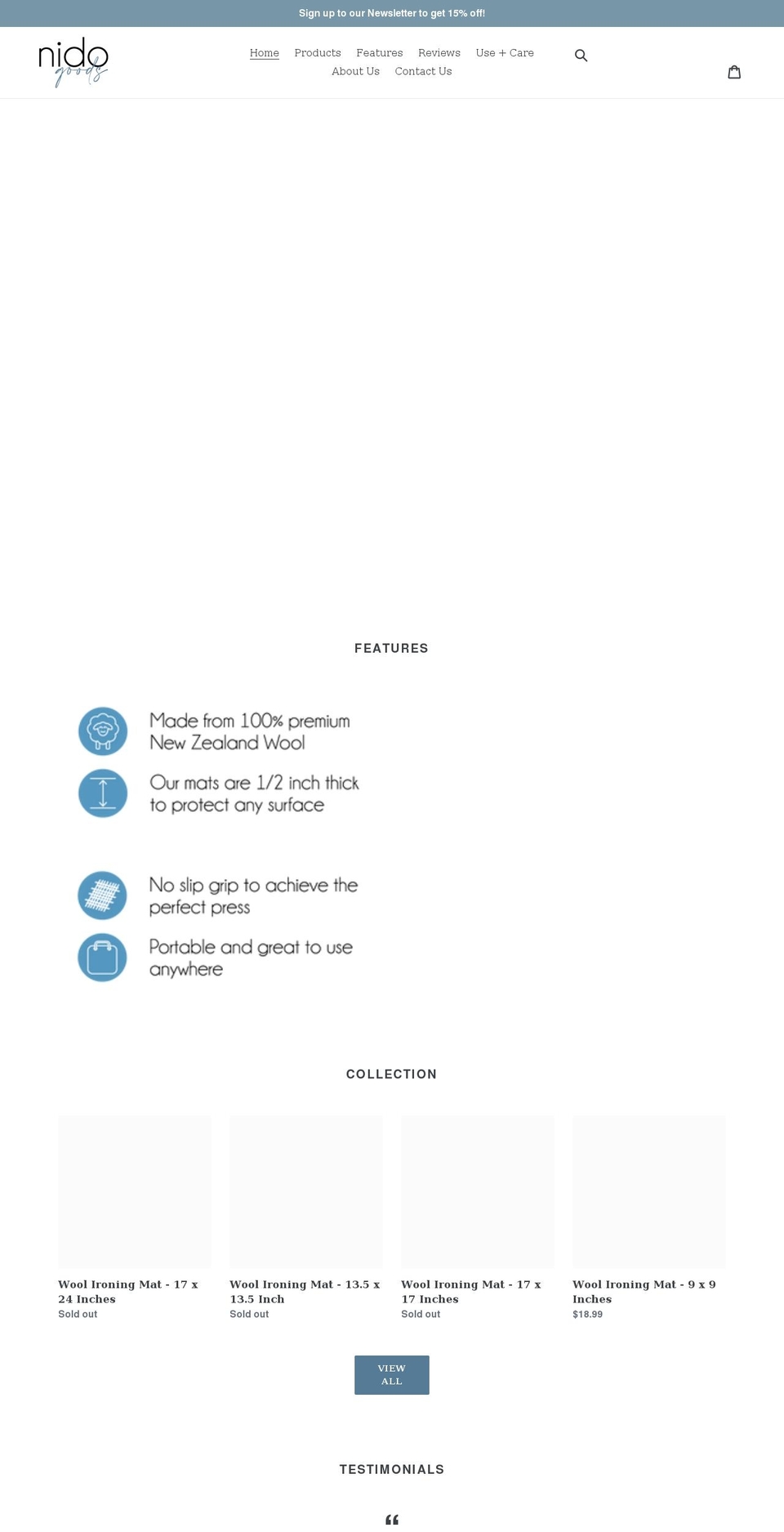 nidogoods.com shopify website screenshot