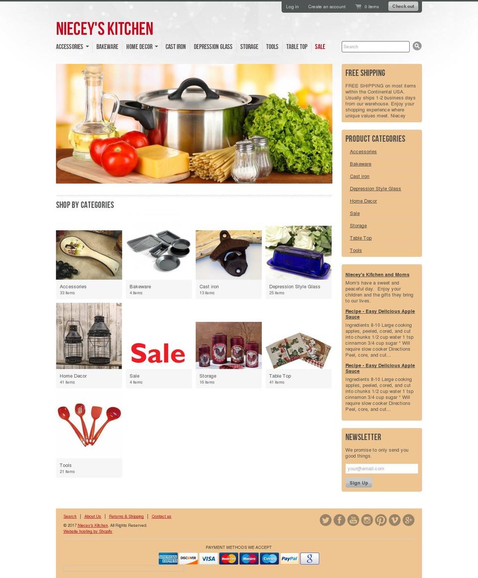 nieceyskitchen.com shopify website screenshot