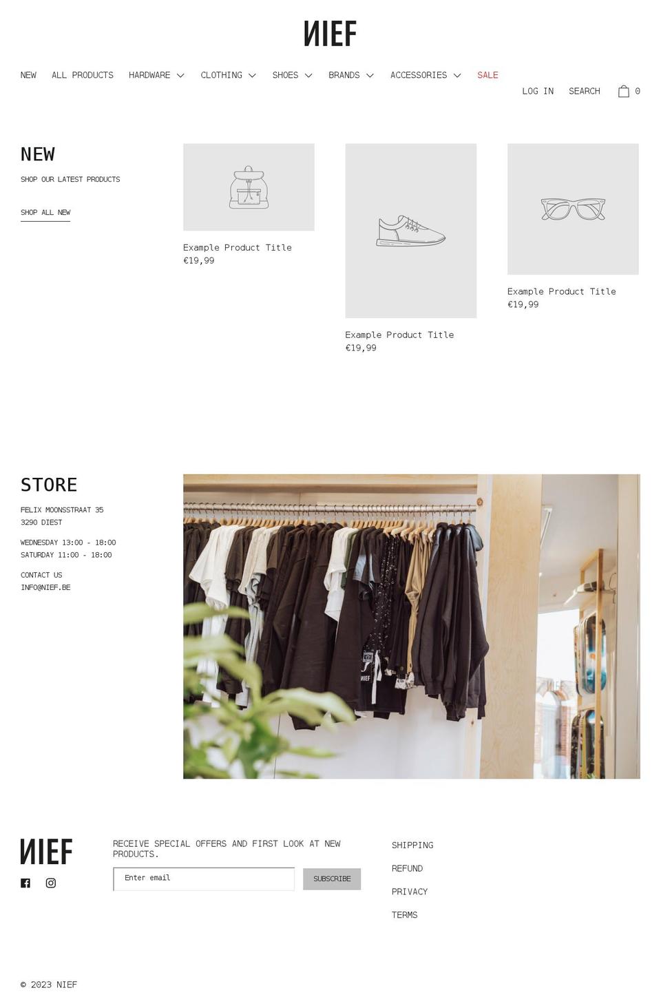 nief.be shopify website screenshot