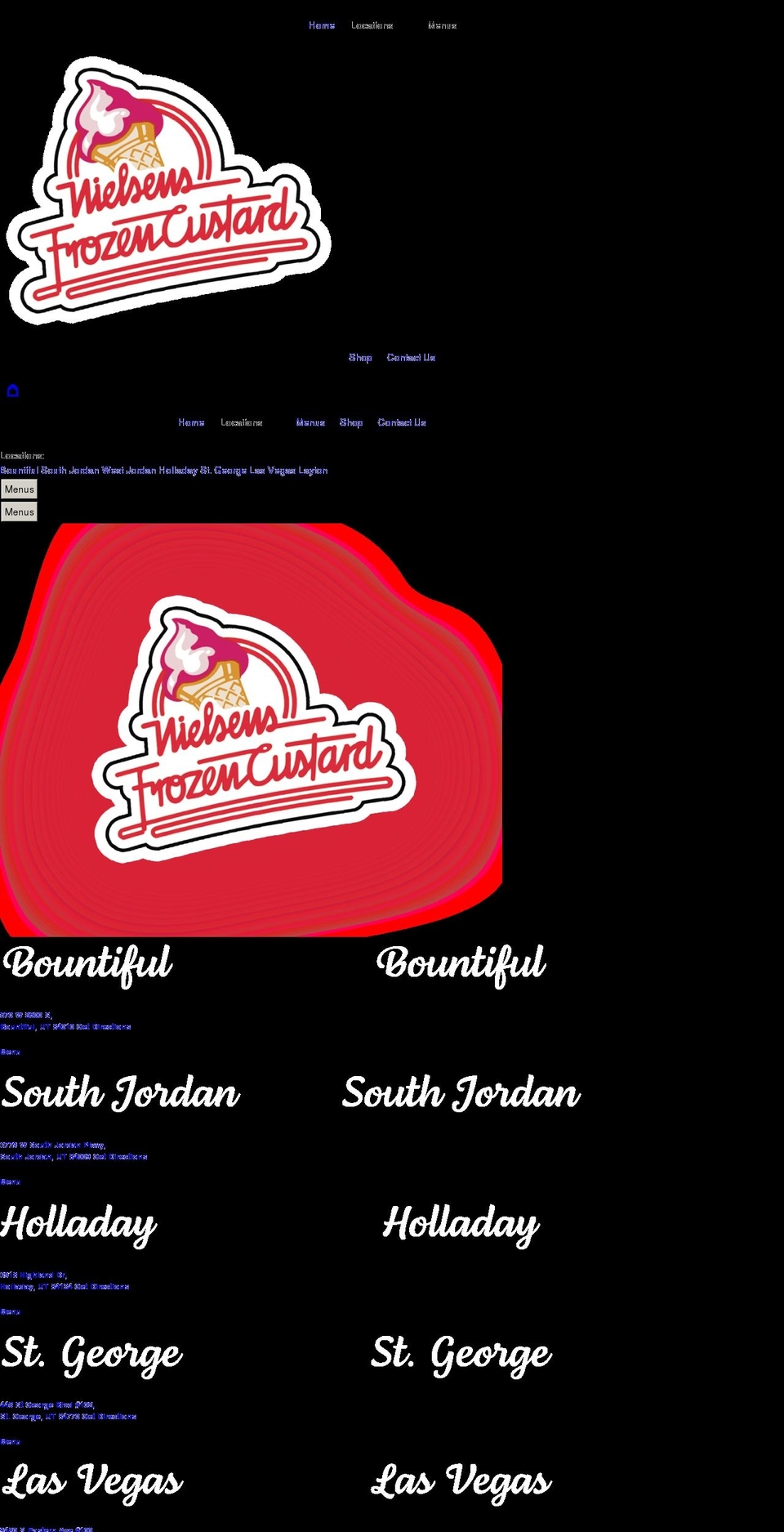 nielsensfrozencustard.com shopify website screenshot