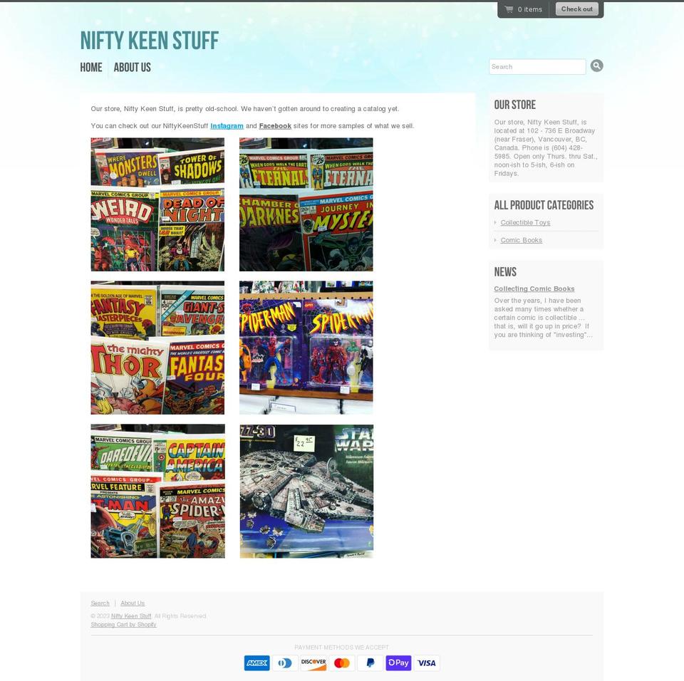 niftykeenstuff.com shopify website screenshot