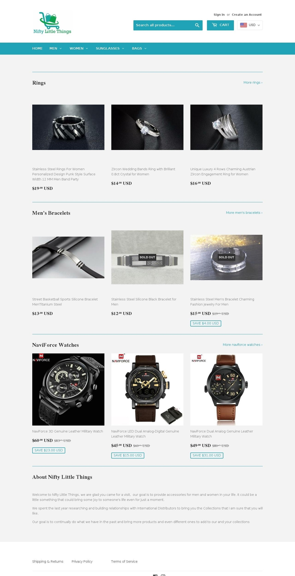niftylittlethings.com — Shopify storefront screenshot