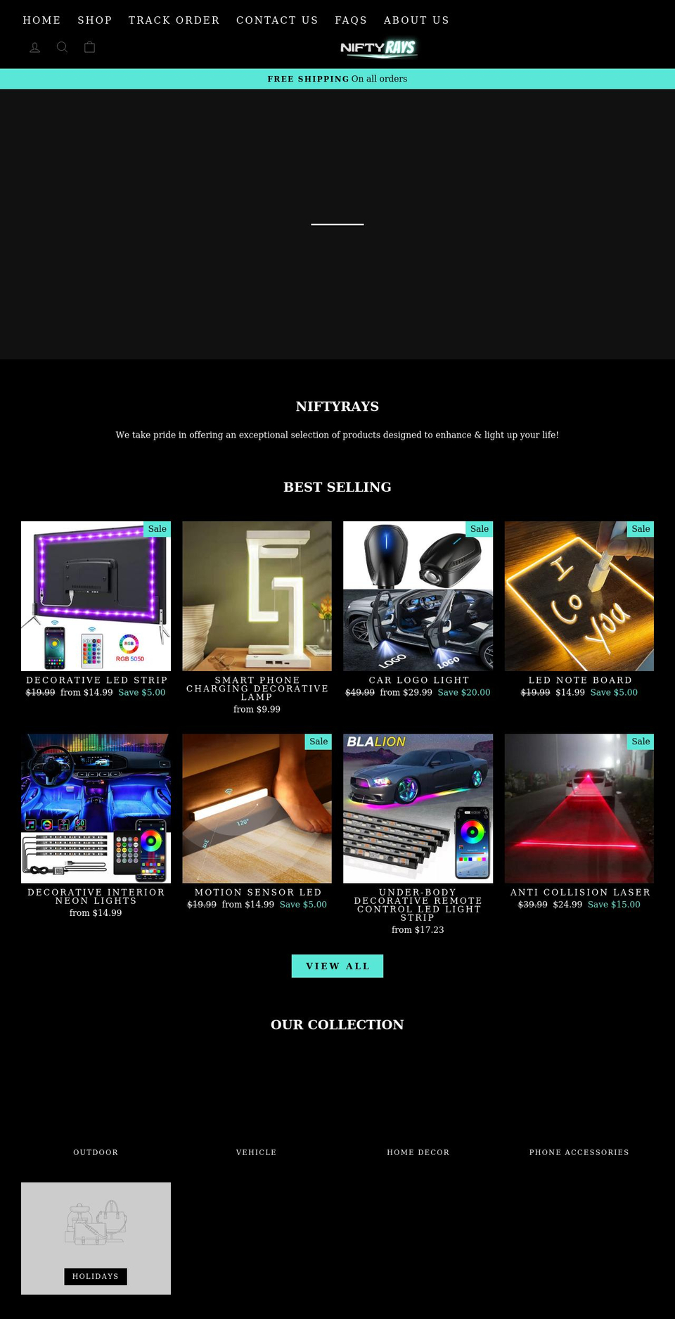 niftyrays.com shopify website screenshot