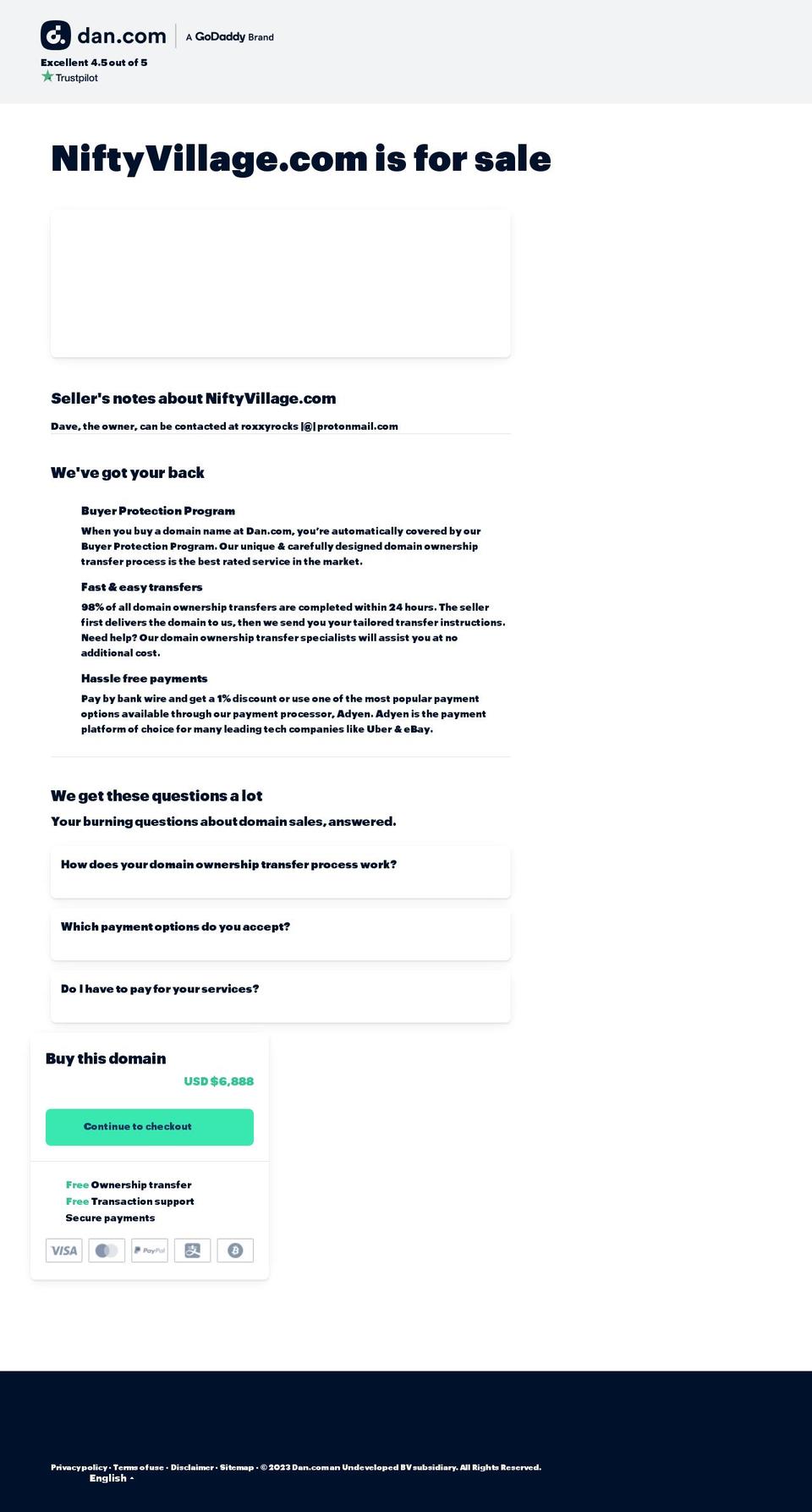 niftyvillage.com — Shopify storefront screenshot