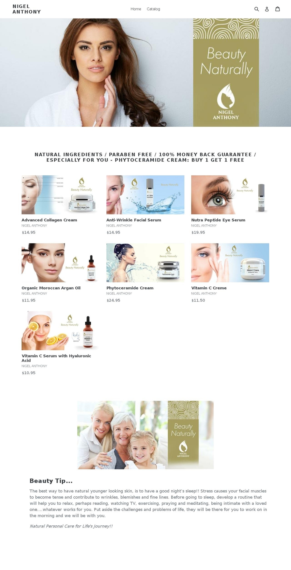 nigelanthony.org shopify website screenshot