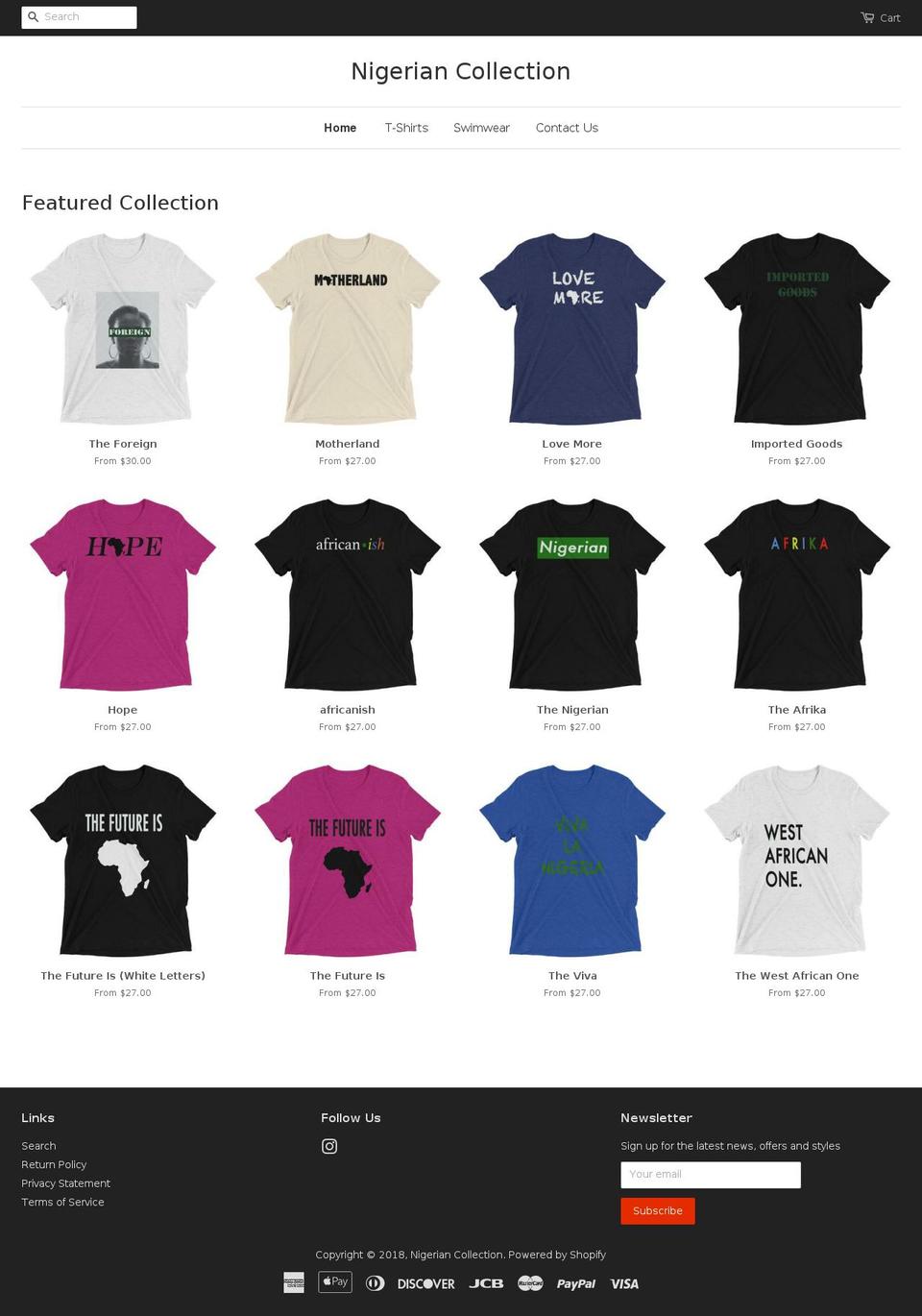 nigeriancollection.com — Shopify storefront screenshot