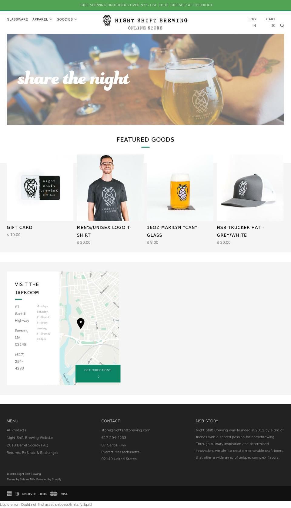 night-shift-brewing.myshopify.com shopify website screenshot